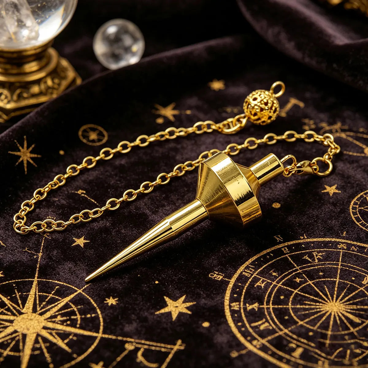 Retro Copper Metal Pendulum for Divination Dowsing Reiki Cone Pointed Pendulums Healing Wicca Spiritual Tool  Witch Pendulo X406