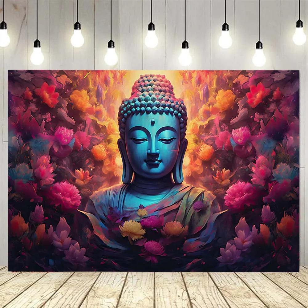 White Lotus Buddha Tapestry Wall Hanging - Zen Decor for Meditation Room Home Spiritual Yoga Studio Minimalist Enlightenment Art