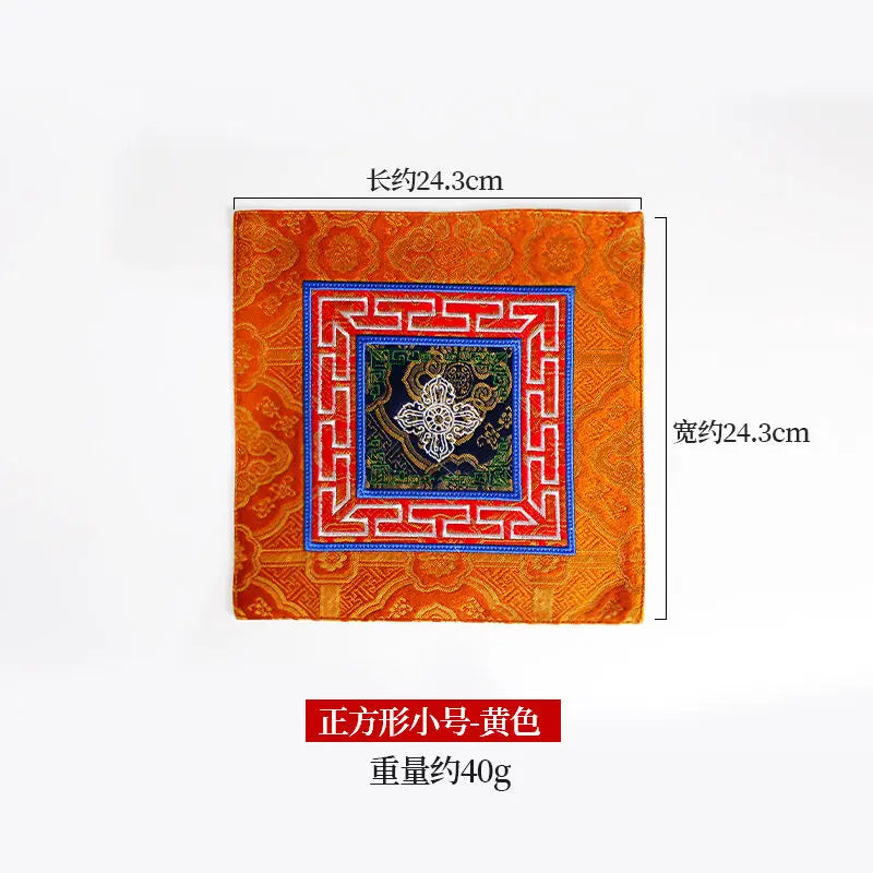 Tibetan Buddhist Ritual Mat Brocade Vajra Bell Dorje Cushion Eight Auspicious Symbols Altar Cloth Pad For Dharma Instruments Dec