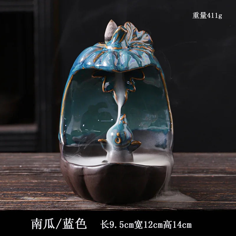 Ceramic European American Statue Backflow Incense Burner, Creative Beauty Elephant Backflow Incense Pedestal Fragrance Diffuser