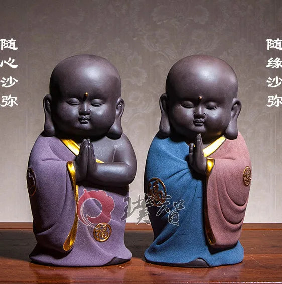 Unique # TOP Spiritual ART# HOME OFFICE Buddhism Buddha " CHAN DAO " Monk COLOR sand-fired porcelain pottery ART statue