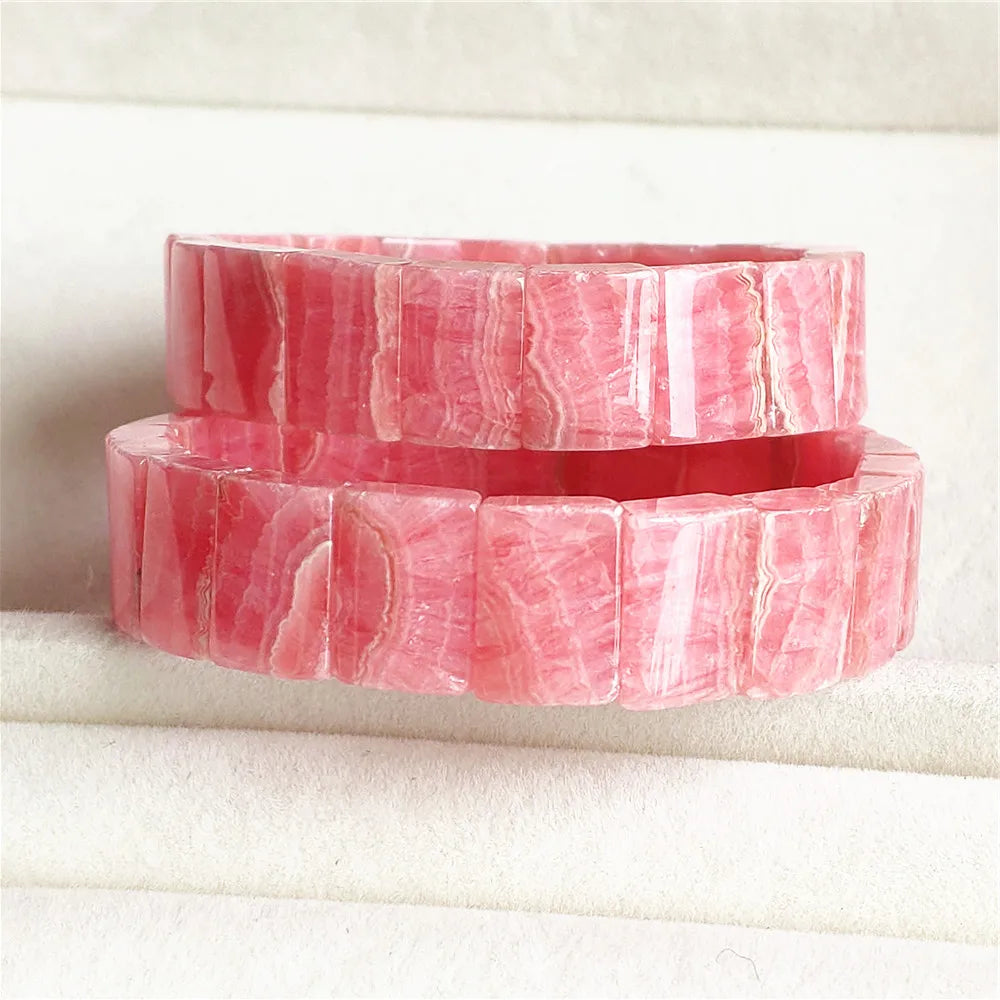 Natural Red Rhodochrosite Rectangle Bracelet Jewelry 16x12mm For Women Men Rose Rhodochrosite Bangle AAAAAA