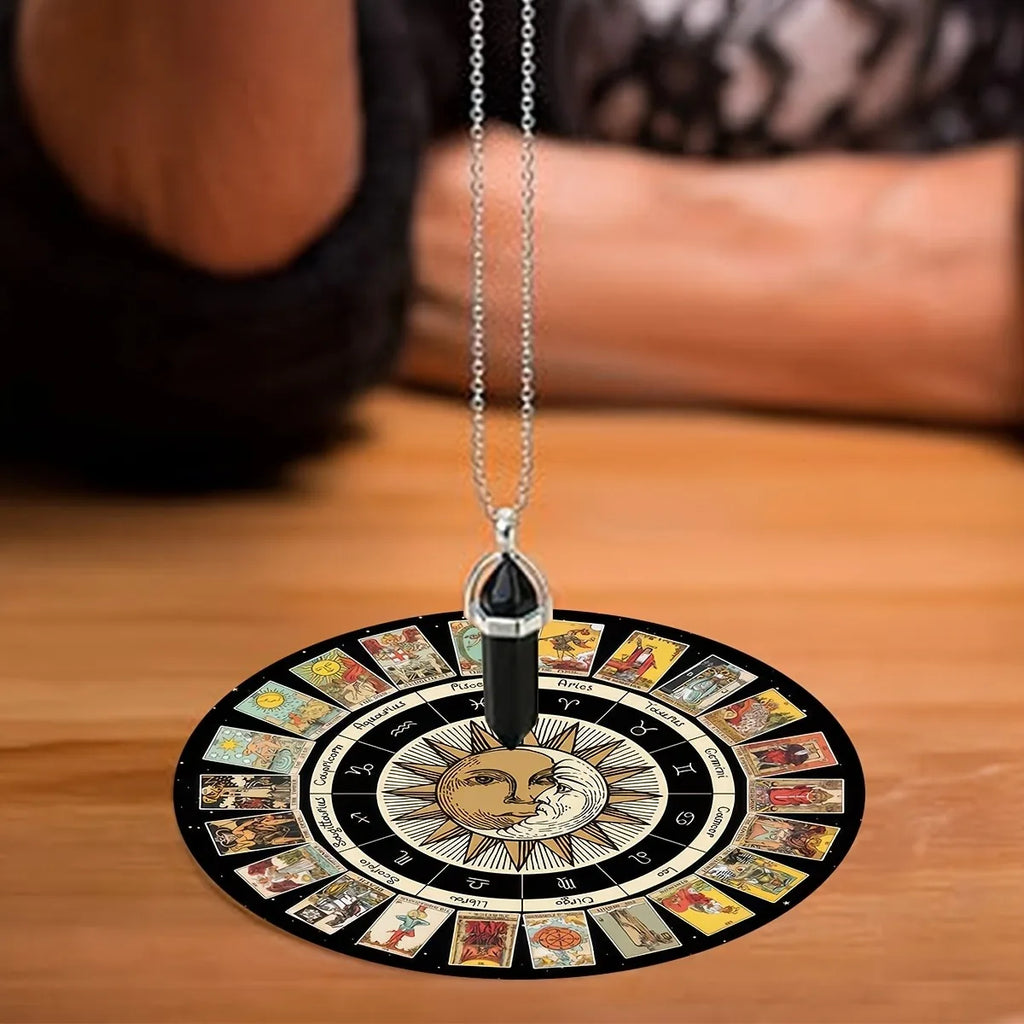 Crystal & Star Astrology Rubber Pendulum Board Mysterious Divination Altar Decor Suitable for Astrology Games & Pendulum Scrying