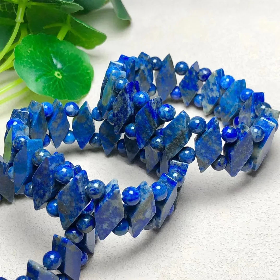 1 Pc Fengbaowu Natural Lapis Lazuli Bracelet Oval Square Beads Crystal Reiki Healing Stone Fashion Jewelry Gift For Women Men