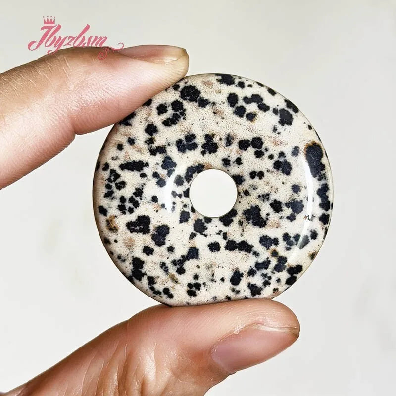 Natural Dalmatian Jasper Dount Rings Stone Beads For DIY Necklace Bracelet Pendant Jewelry Making Accessories Beads 30/40/50mm