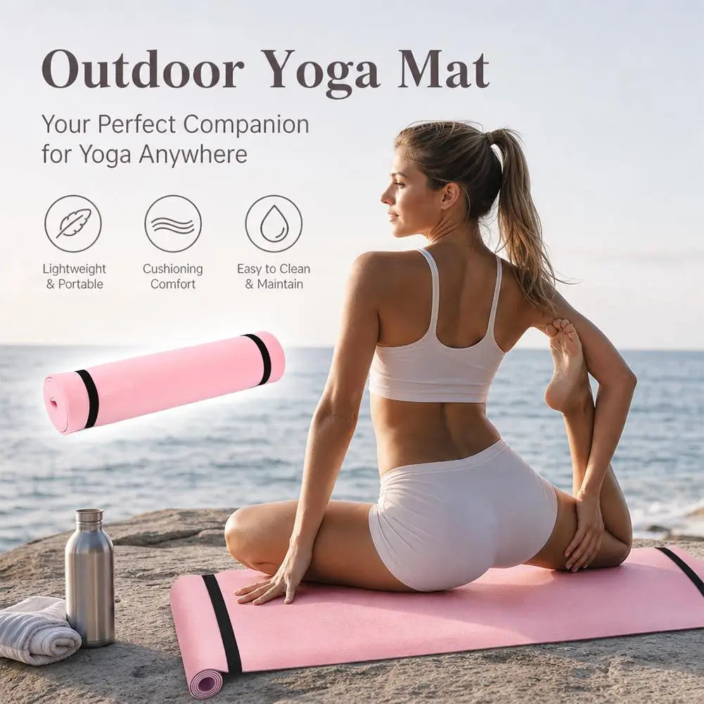 6mm Yoga Mat Non Slip Outdoor Lightweight Portable Fitness Exercise Pad Extra Thick Cushion Workout Mat For Travel Pilates