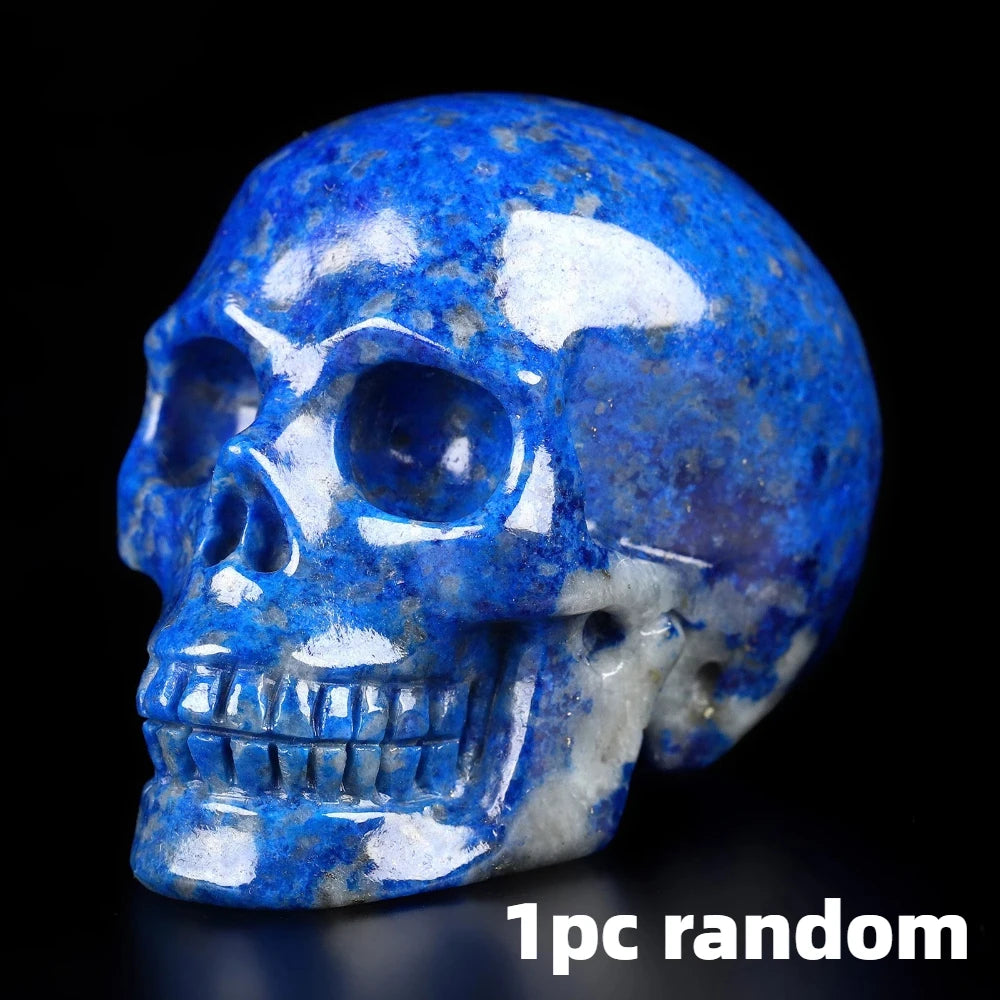 Natural Lapis Lazuli Skull Crystal Themed Indoor and Outdoor Decoration or Occasions Like Halloween Easter and Rock Collectors