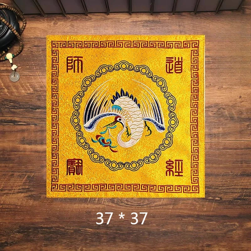 Double-layer Jacquard Silk Satin Fabric Scripture Cloth/Embroidered Eight Trigrams Cranes Four Divine Beasts Scripture Bag Cover