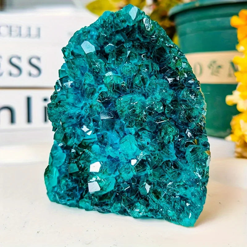 One Crystalhola Bohemian Blue Crystal Cluster - Turquoise to deep blue gradient, natural appearance suitable for home décor