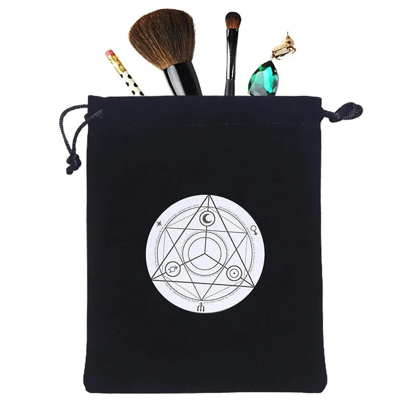1Piece 12x18cm Black Velvet Tarots Bag Cards Storage Runes Constellation Witch Divination Accessories Jewelry Dice Pouch