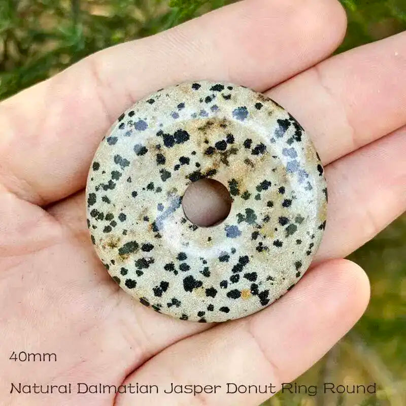 Natural Dalmatian Jasper Dount Rings Stone Beads For DIY Necklace Bracelet Pendant Jewelry Making Accessories Beads 30/40/50mm