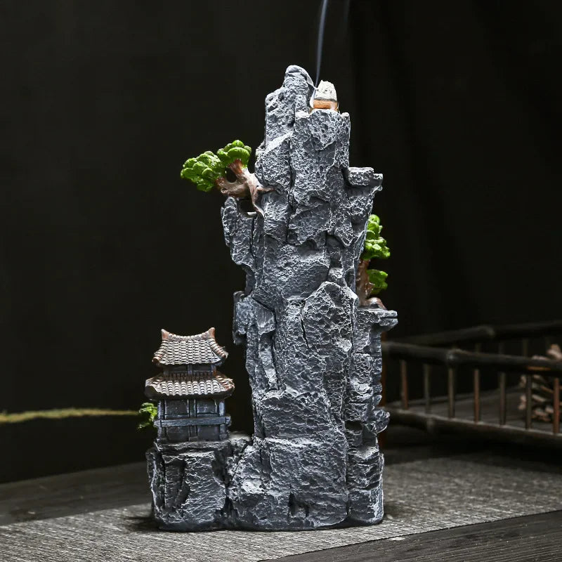 1pc Waterfall Backflow Incense Burner Zen Tea Room Decoration Micro Landscape Incense Stick Holder Ashtray (Without Incense)