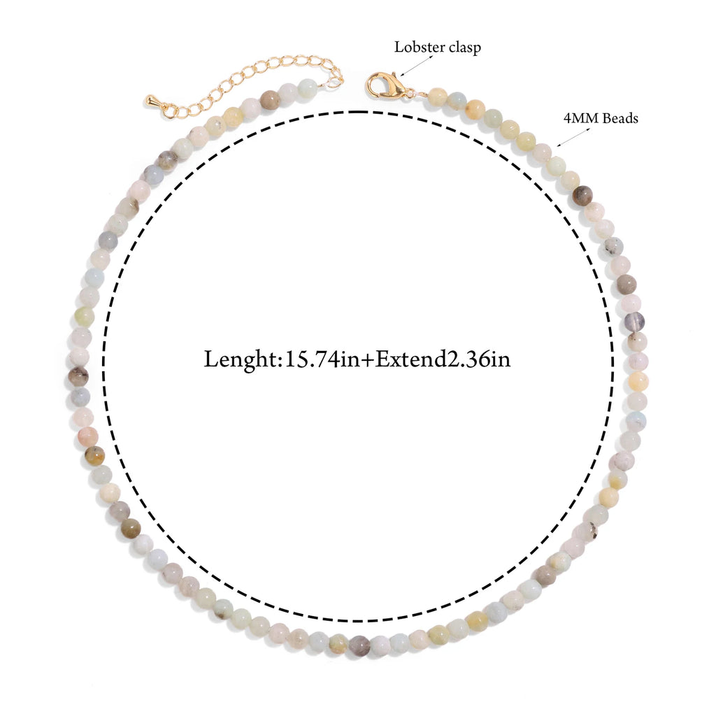 4mm Natural Amethysts Round Beads Necklace with Card for Women Female Healing Reiki Spiritual Energy Necklace Jewelry Gifts