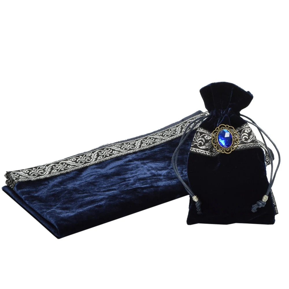 Velvet Tarot Tablecloth with Bag Wicca Divination Altar Cloth Cosplay Fortune Telling Board Game Accessories