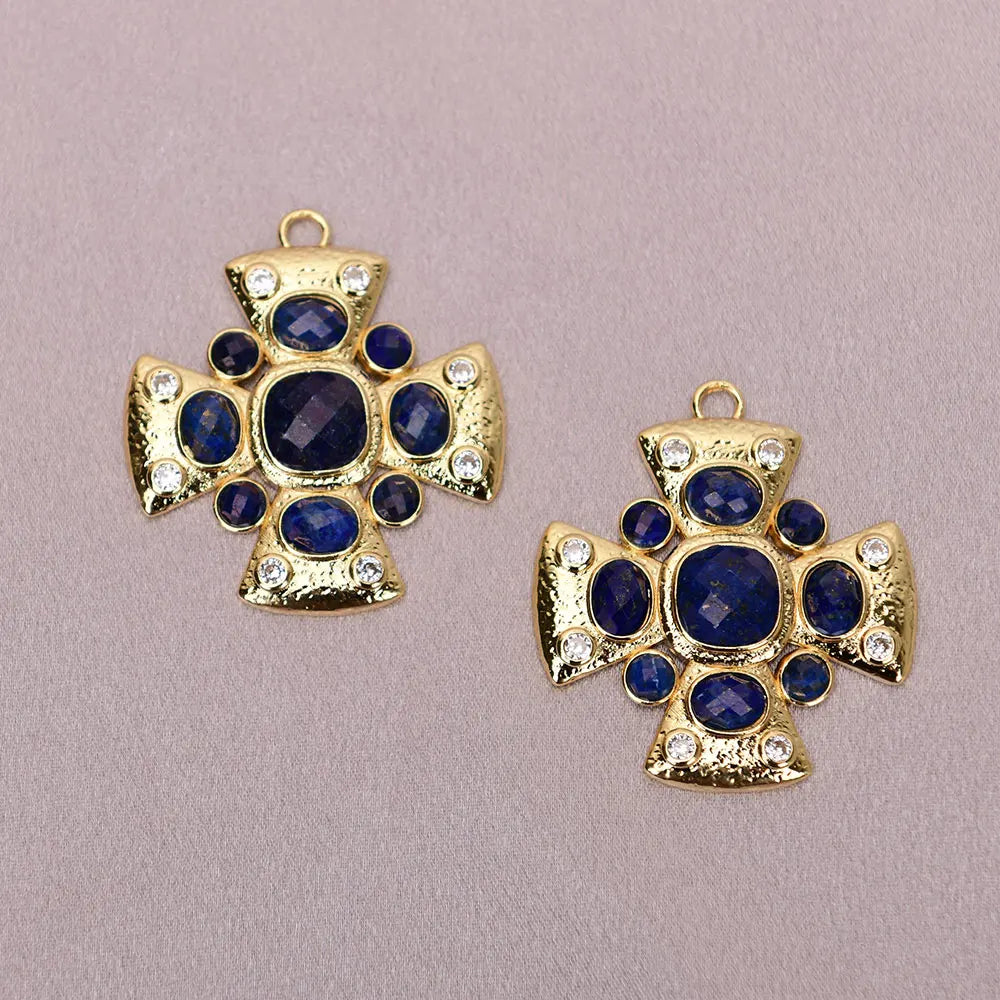 APDGG N150 2 Pcs Natural Blue Lapis Lazuli Pendant Jewelry Making DIY