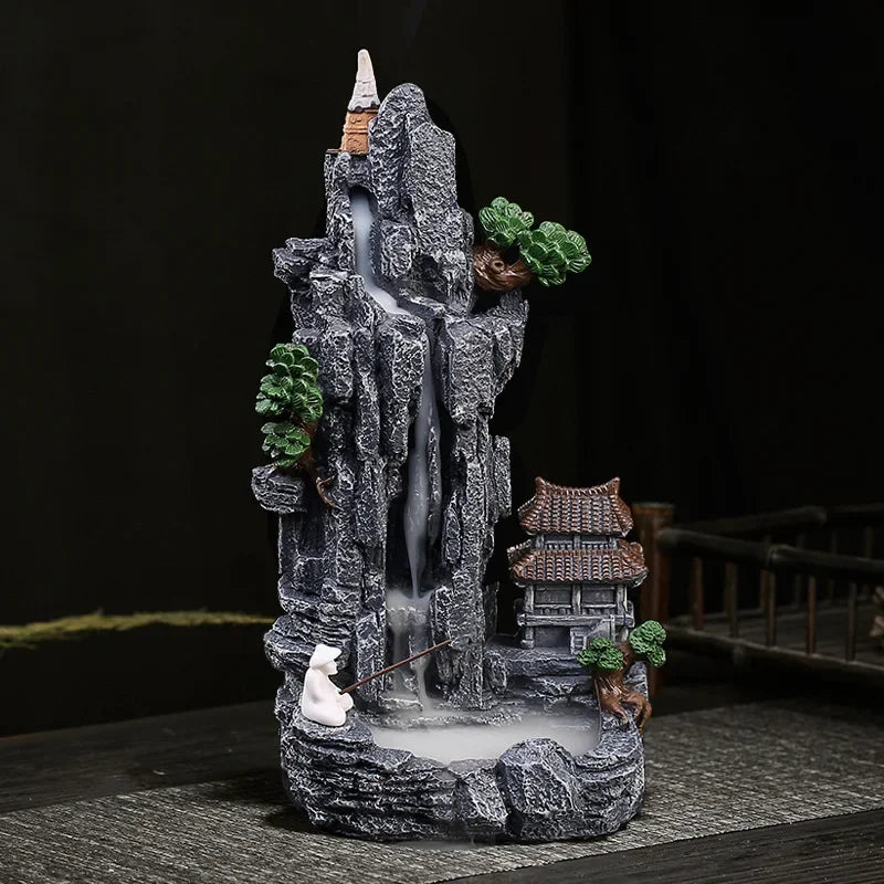 1pc Waterfall Backflow Incense Burner Zen Tea Room Decoration Micro Landscape Incense Stick Holder Ashtray (Without Incense)