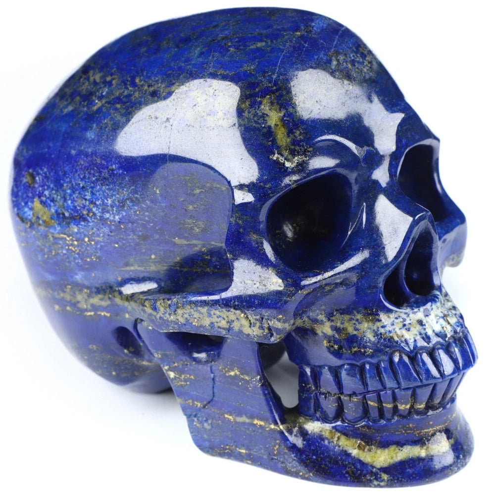 Natural Lapis Lazuli Skull Crystal Themed Indoor and Outdoor Decoration or Occasions Like Halloween Easter and Rock Collectors