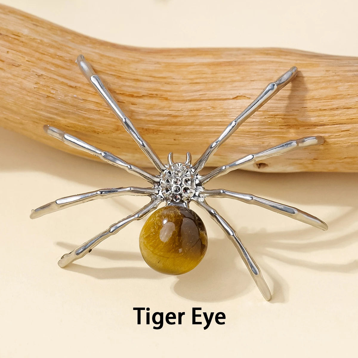 1 Pc Natural Crystal Tumbled Stone Spider Figurine – Halloween Prop, Home Desktop Decor, Handcrafted Ornament, Halloween Gift