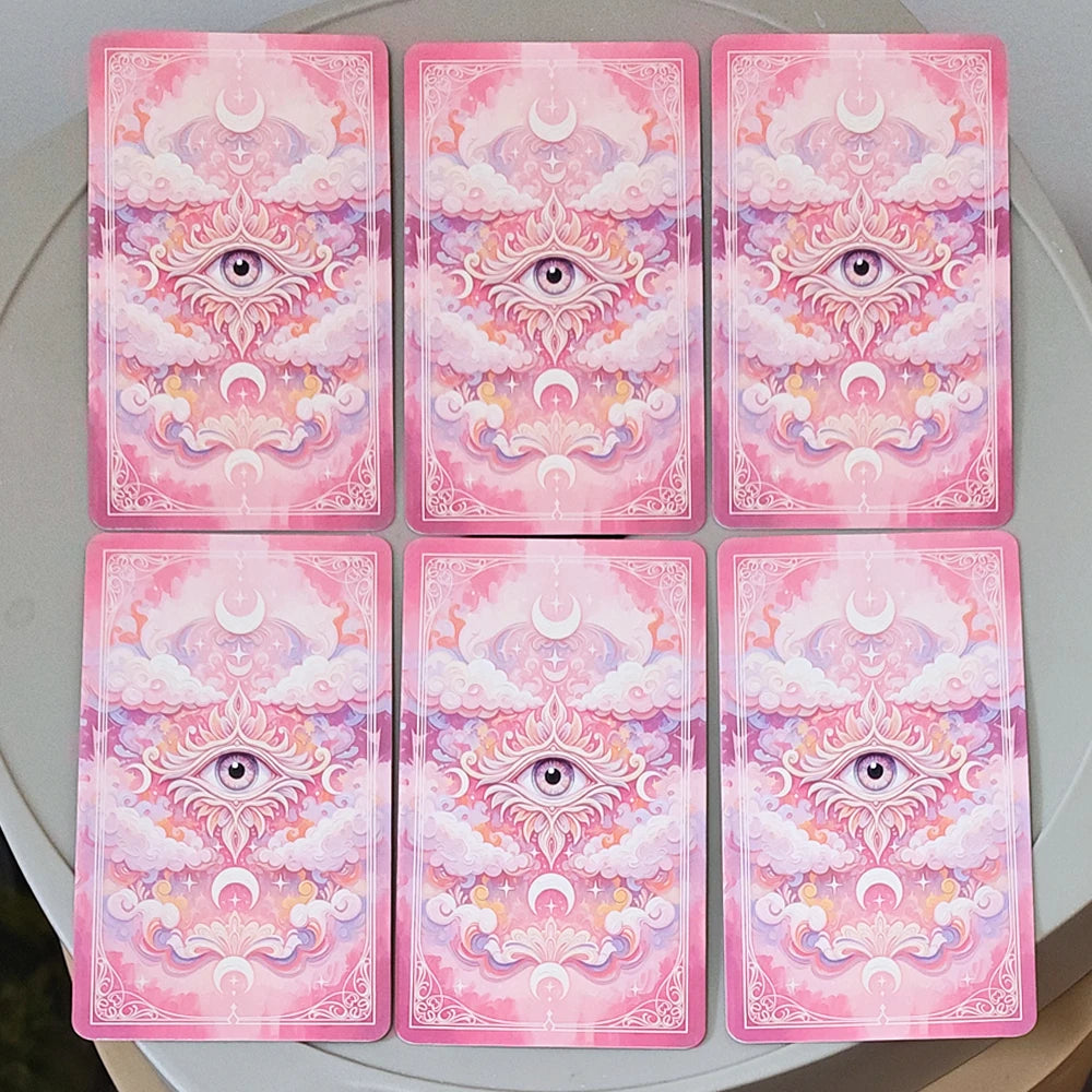 Pink Romantic Fantasy Tarot Deck in Tin Box, 78-Card Full Deck with Instruction Book, Spiritual Divination Oracle 11*6.2cm