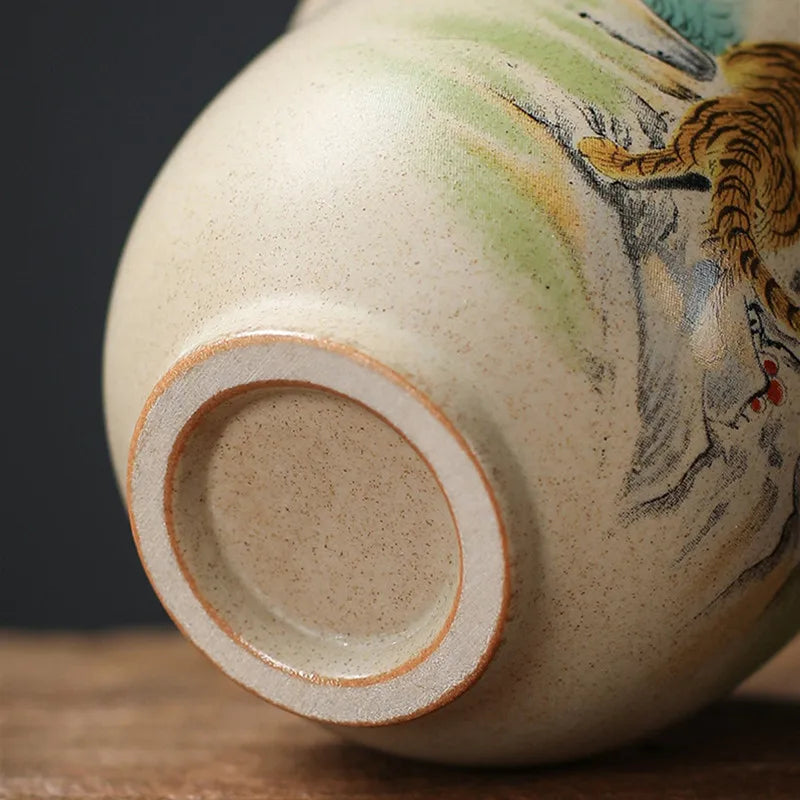 1 Pc Chinese Zodiac Ceramic Tea Cup Handmade Vintage Pottery Tea Bowl Teaware Master Teacup Personal Meditation Cup 110ml