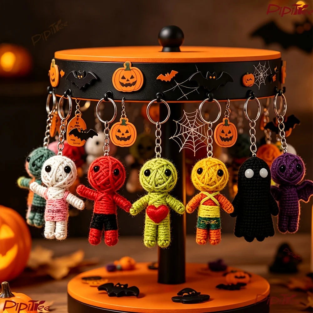 Small Creepy Voodoo Dolls Keychains Halloween Scary Ghost Ornaments DIY Revenge Voodoo Doll Toy Horror Fidget Gift for Christmas