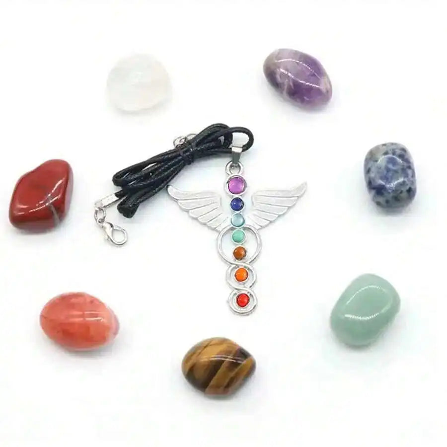 7 Chakras Natural Crystal Gemstones Healing Stones Quartz Mineral Pendant Set Ornament Meditation Healing Gemstones Home Decor