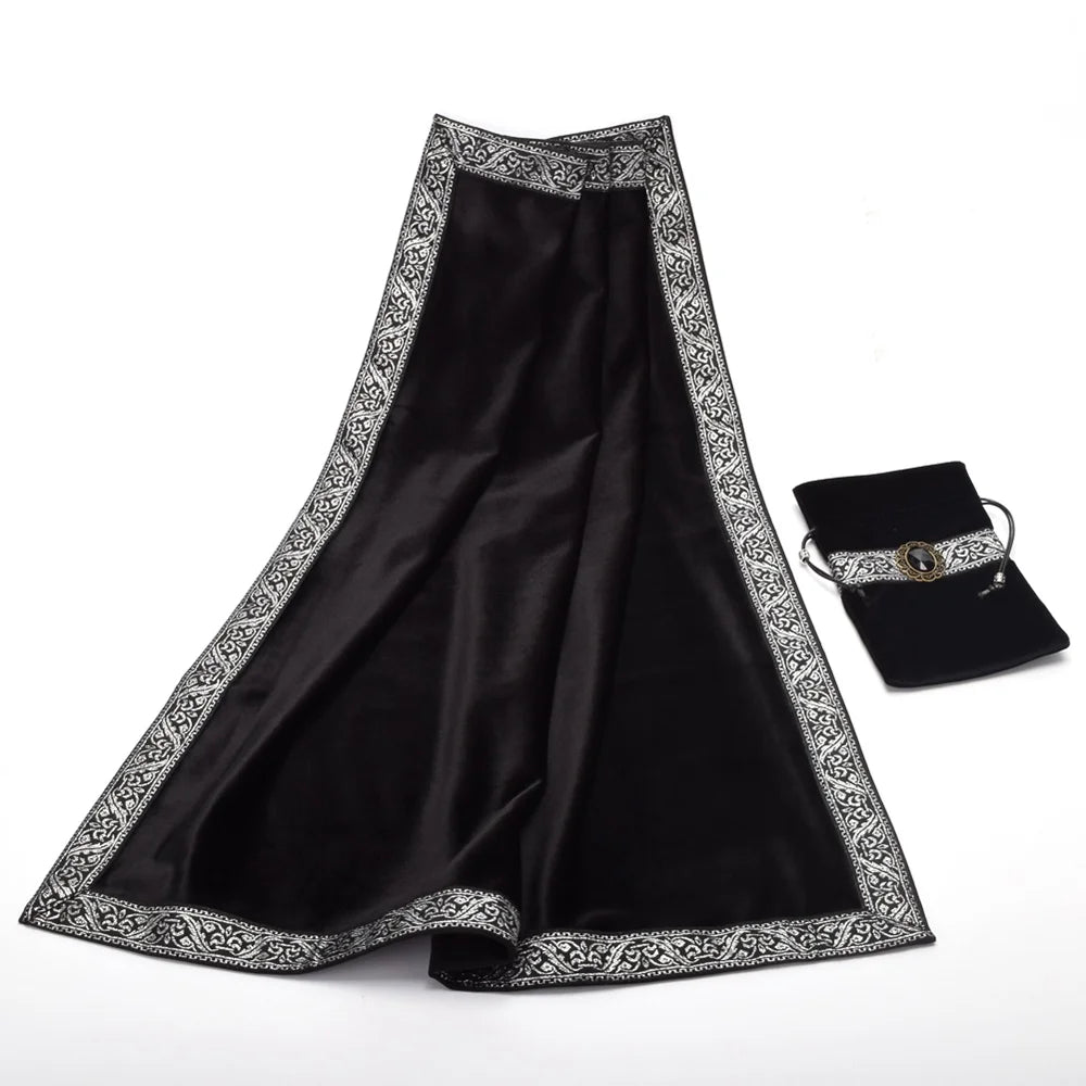 Velvet Tarot Tablecloth with Bag Wicca Divination Altar Cloth Cosplay Fortune Telling Board Game Accessories
