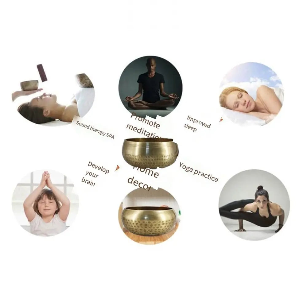 Nepal Tibetan Singing Bowl Set Buddha Soft Cushion Meditation Chanting Bowl Release Stress Multi-size Tibet Buddha Sound Bowl