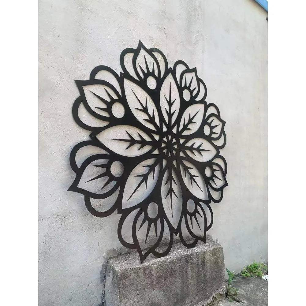 Floral Mandala metal wall art, zen yoga room wall decor, minimalist mandala iron sculpture, spiritual balance wall hanging