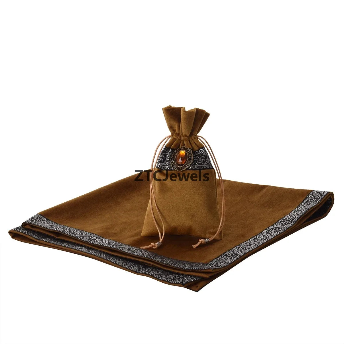 Velvet Tarot Tablecloth with Bag Wicca Divination Altar Cloth Cosplay Fortune Telling Board Game Accessories