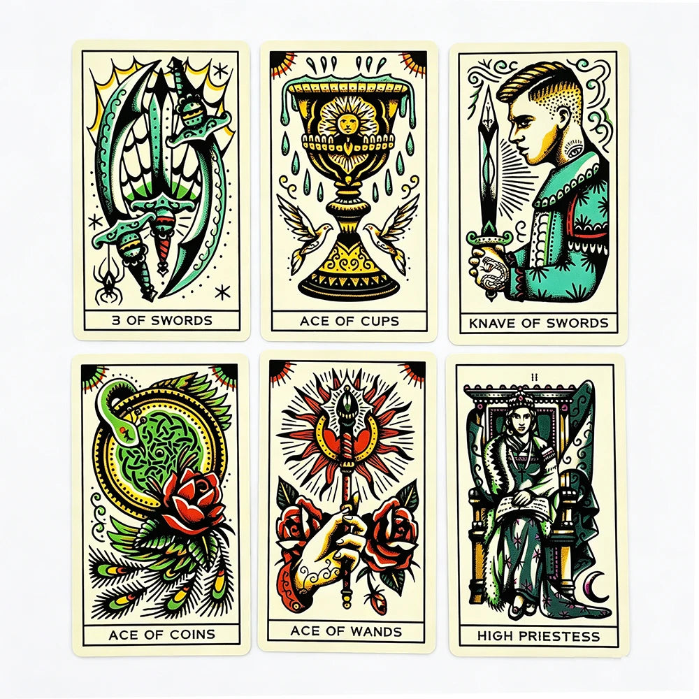 The Tattoo Tarot Cards A 78 Deck Oracle English Visions Divination Edition Borad Playing Games,Great For Beginners, Party Games