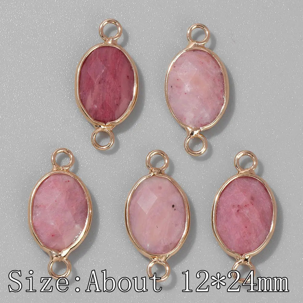 3Pcs Faceted Natural Stone Pendants Tiger Eye Crystal Double Hole Connectors Charm for Jewelry Making DIY Necklace Accessories