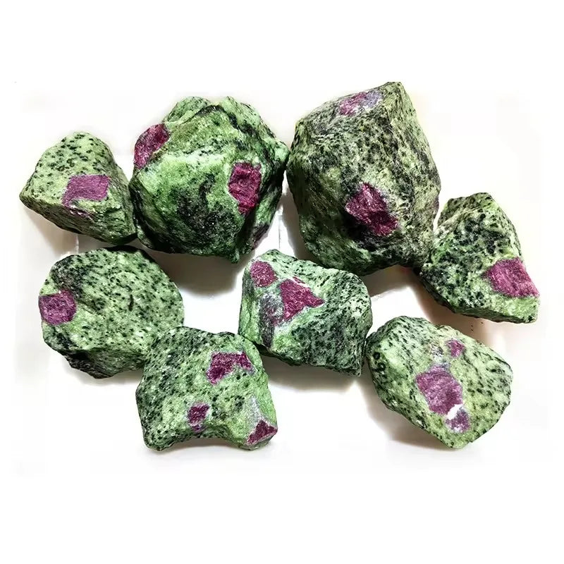 Natural, high-quality Ruby in Zoisite stone - irregularly shaped red and green rough stones, unpolished and rough