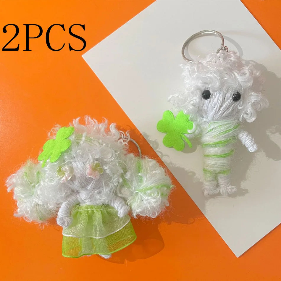 Voodoo doll pendant handmade wrapped thread doll bag charm keychain phone accessory creative trendy toy gift for friends