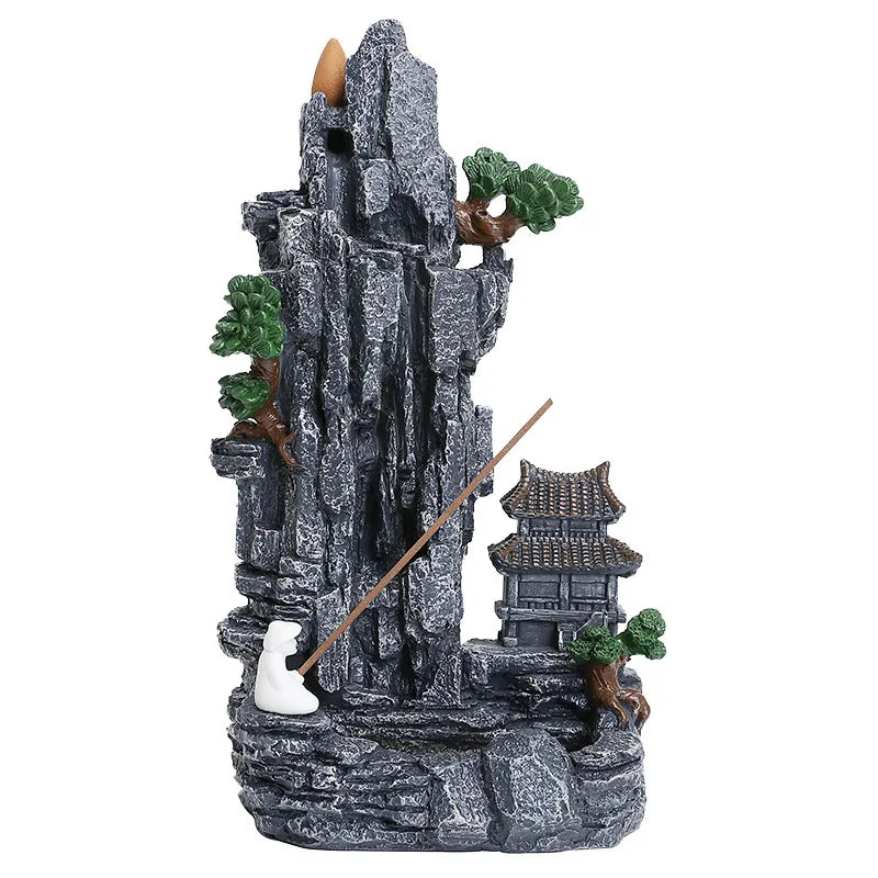1pc Waterfall Backflow Incense Burner Zen Tea Room Decoration Micro Landscape Incense Stick Holder Ashtray (Without Incense)