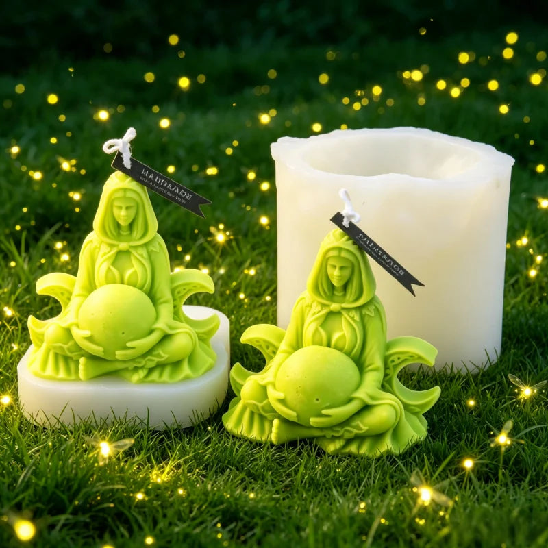 Wiccan Spiritual Goddess Candle Silicone Mold 3D Mother Earth Gaia Wax Mould for Resin Soap Witchy Boho Celestial Home Decor