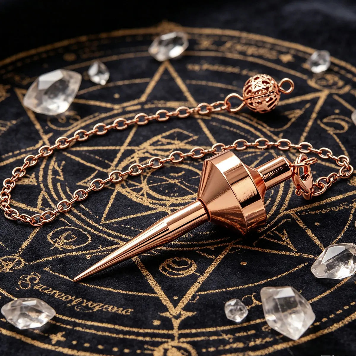 Retro Copper Metal Pendulum for Divination Dowsing Reiki Cone Pointed Pendulums Healing Wicca Spiritual Tool  Witch Pendulo X406