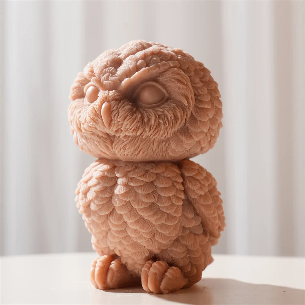 DIY Animal Sculpture Beeswax Soy Wax Candle Mold Cute Owl Candle Silicone Mold Aromatherapy Gypsum Plaster Soap Mold