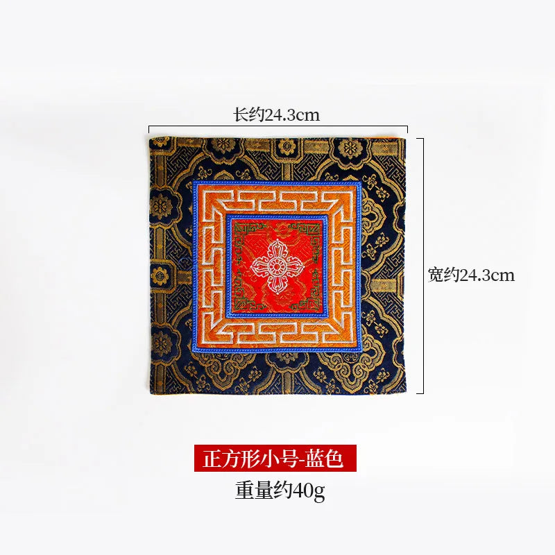 Tibetan Buddhist Ritual Mat Brocade Vajra Bell Dorje Cushion Eight Auspicious Symbols Altar Cloth Pad For Dharma Instruments Dec