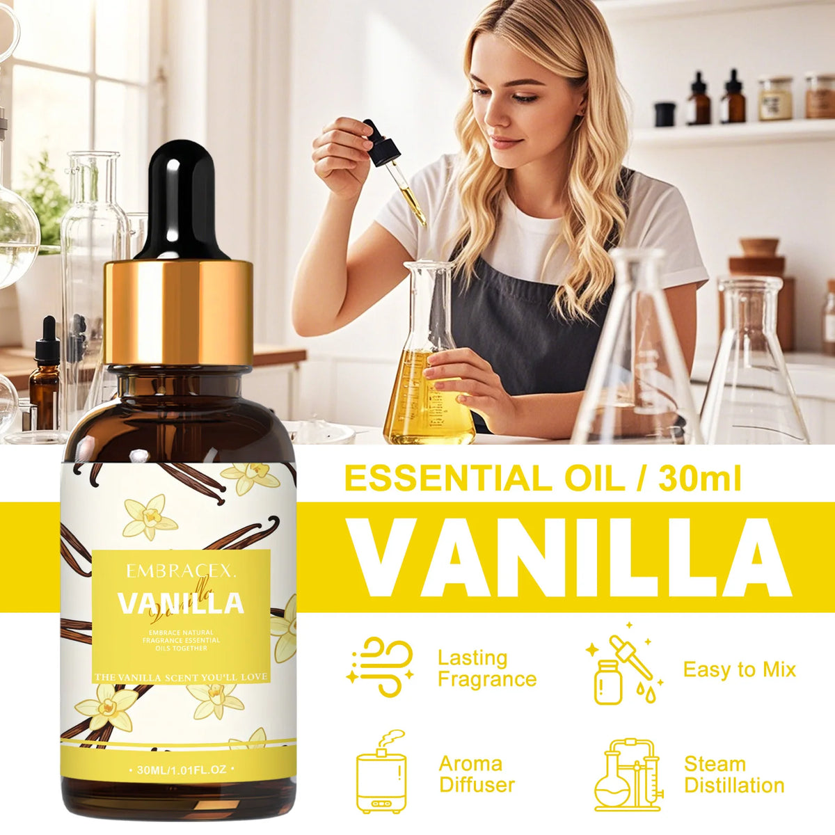 30ml Vanilla Fragrance Oils For Diffusers Candles Making Gift To Friends Warm Scent Humidifier