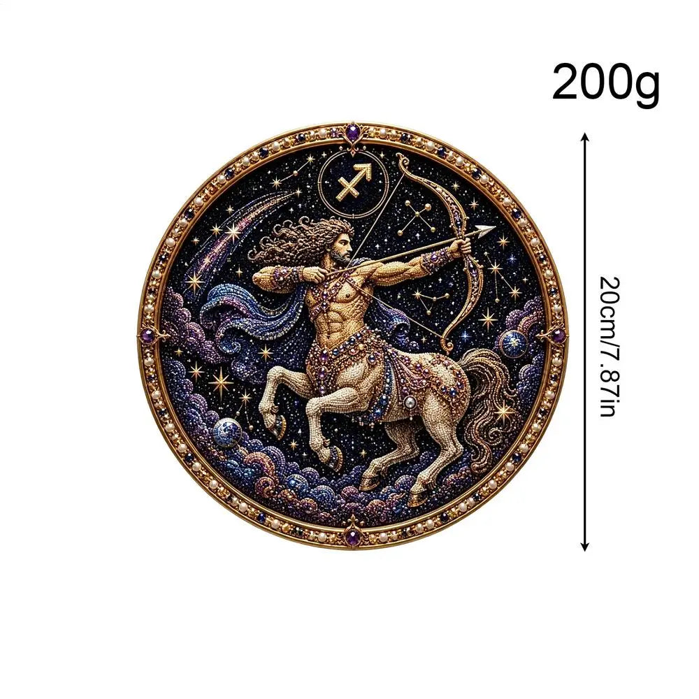 12 Zodiacs Signs Pearl Art Kit Round Constellation Themed DIY Beaded Artwork Astrology Wall Decor Craft Set for Zodiacs Lovers