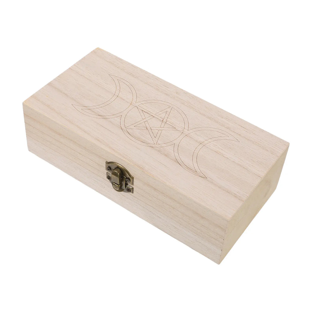 Wooden Tarot Card Holder Box Decorative Storage Chest Rectangle Keepsake Jewelry Organizer Memory Photo Trinket Divination Tool