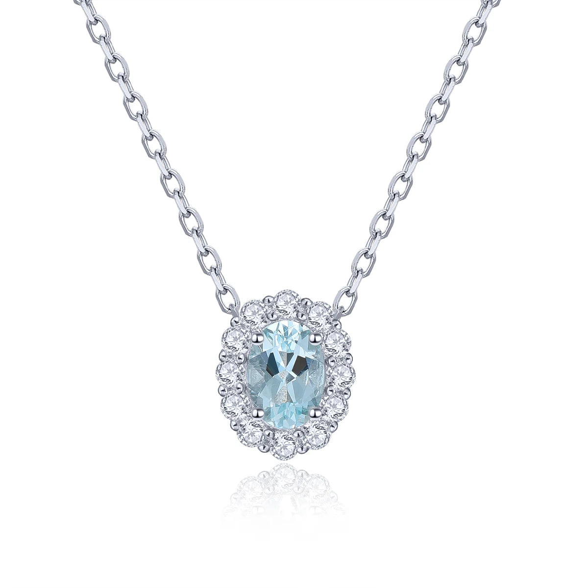 Natural Aquamarine Sterling Silver Pedant Oval Cutting Genuine Gemstone S925 Romantic Fine Jewelrys Daily Style Birthday Gifts