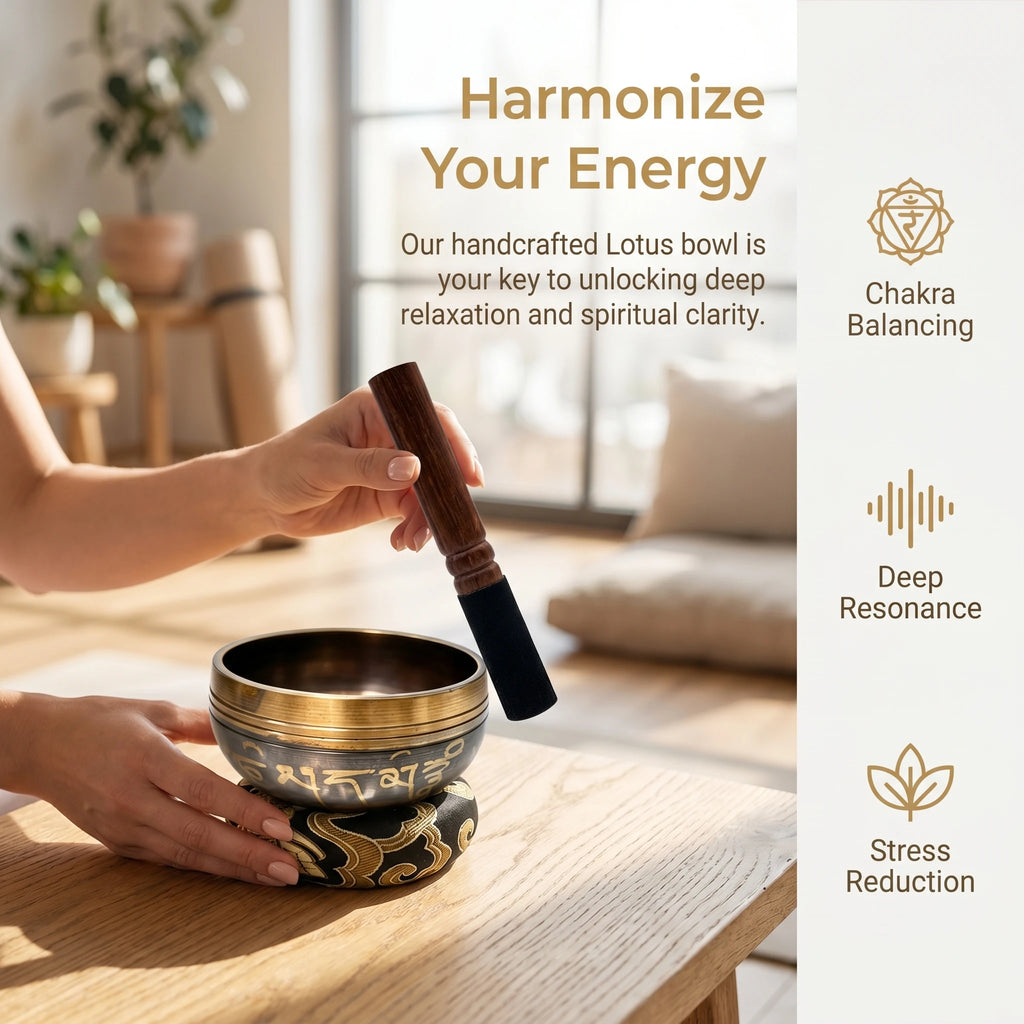 Miwayer Lotus Tibetan Singing Bowl Set, Unique Gift for Meditation Yoga Relaxation & Chakra Healing