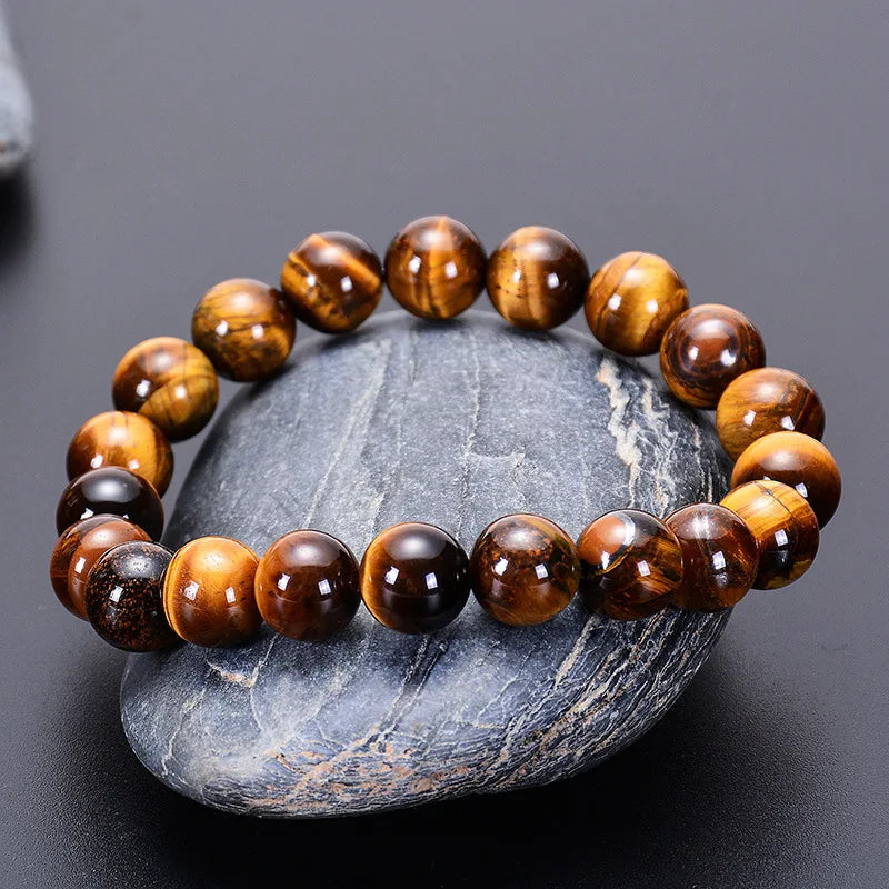 1pc Fashion Tiger Eye Bangles Men 6/8/10mm Natural Energy Stone Beads Reiki Healing Bracelets for Women Jewelry Gifts