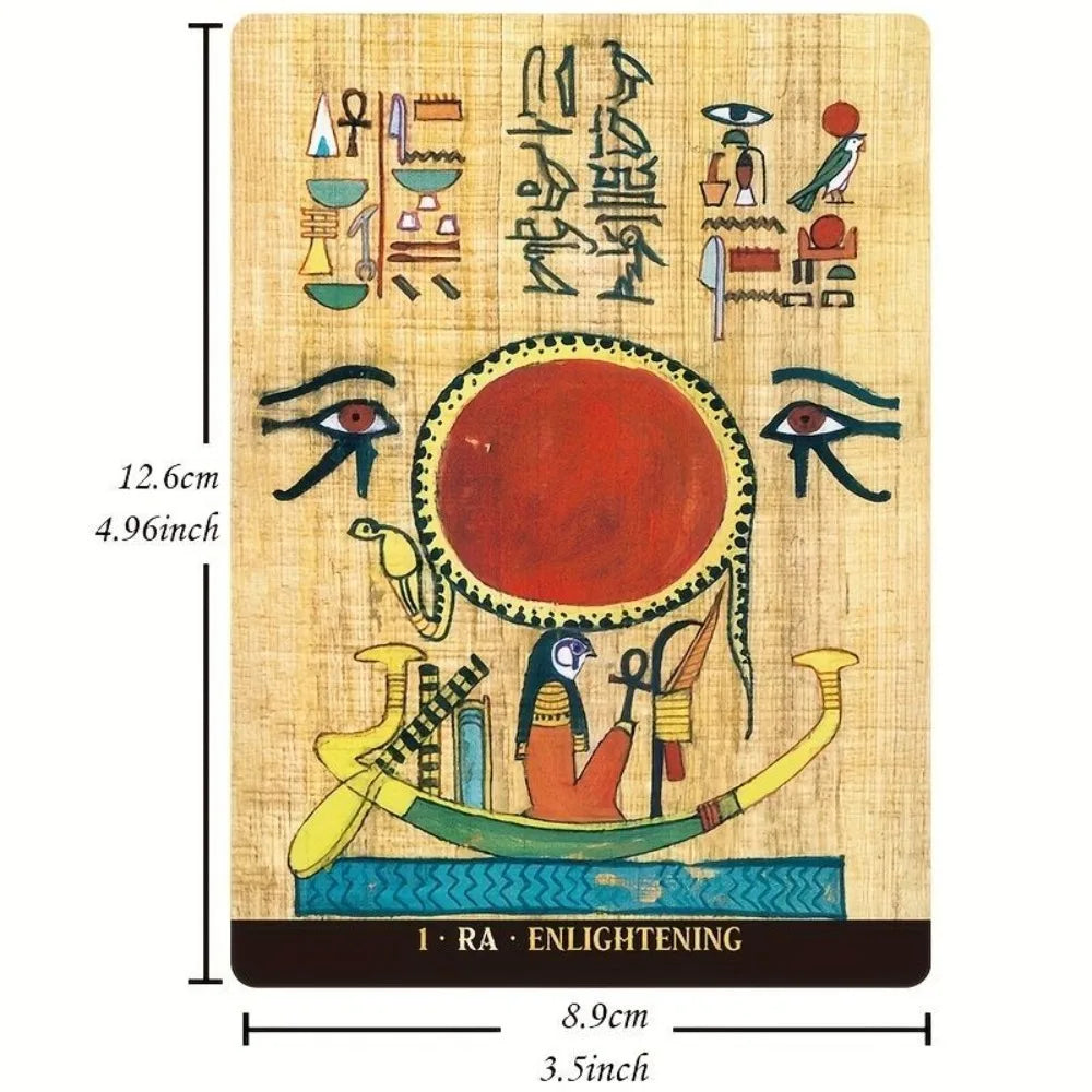 Egyptian Gods Oracle Cards - Ancient Egypt Divination Deck 12.6*8.9cm for Meditation, Guidance - Papyrus Art Style