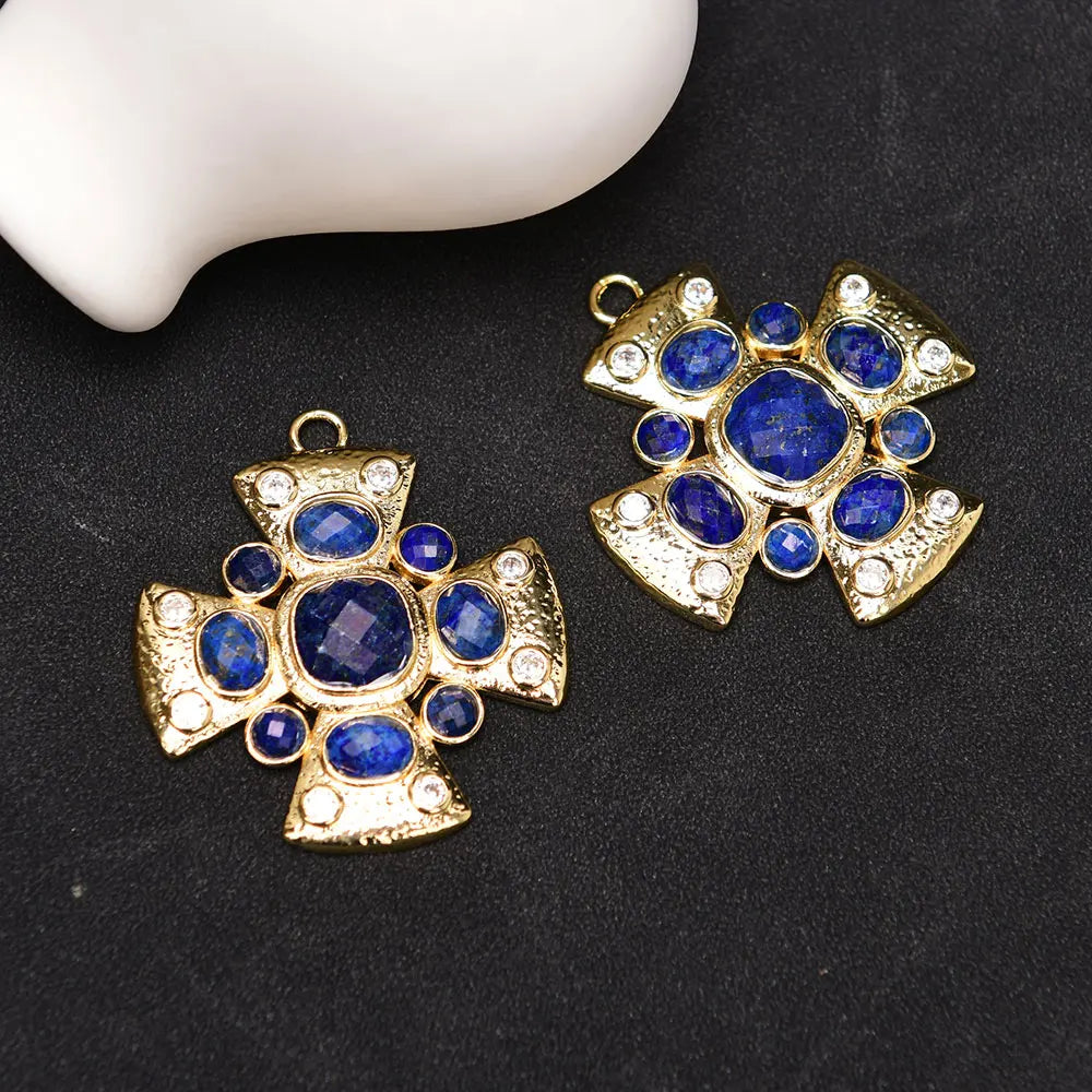 APDGG N150 2 Pcs Natural Blue Lapis Lazuli Pendant Jewelry Making DIY