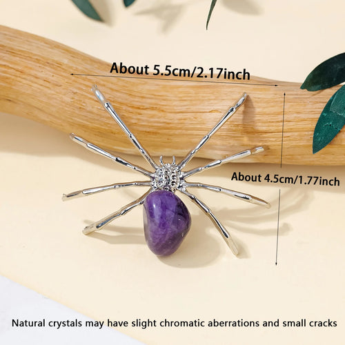 1 Pc Natural Crystal Tumbled Stone Spider Figurine – Halloween Prop, Home Desktop Decor, Handcrafted Ornament, Halloween Gift