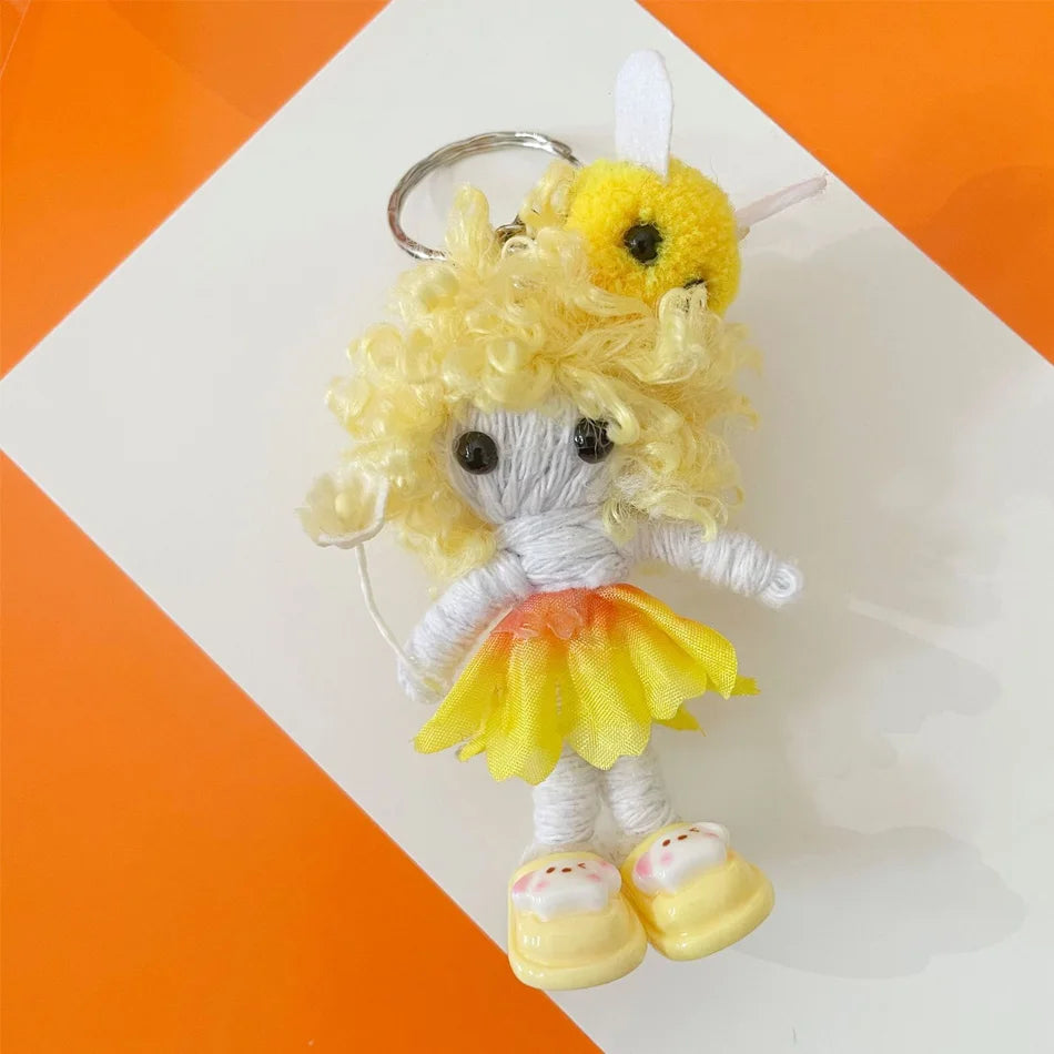 Voodoo doll pendant handmade wrapped thread doll bag charm keychain phone accessory creative trendy toy gift for friends