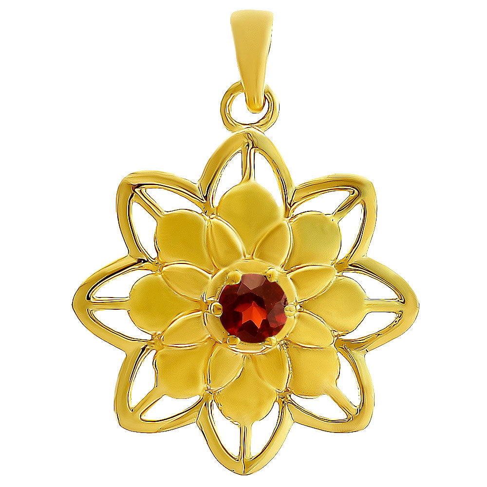 18K Gold Plated Colorful Gemstone Lotus Pendant Spiritual Jewelry TGP1007 PM-1747
